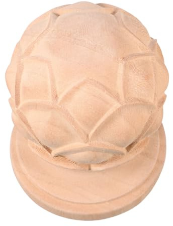 Homoyoyo Poteau d'Escalier Sculpté en Bois Massif 8X10 CM Chapiteau Décoratif Européen Fleuron Ornemental Embout Décoratif pour Balustre Intérieur Finition Artisanale Détaillée