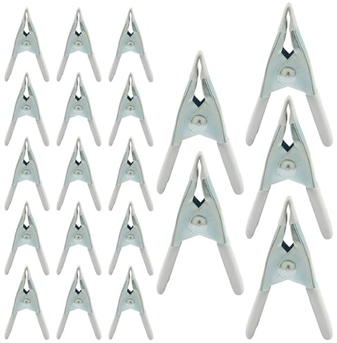 Cjueiom 20 Pcs 2 Inch Heavy Duty Metal Spring Clamps, Strong Grip Clips with Versatile Use for Woodworking, DIY Projects, Home Improvement, Camping and Sealing Snack Bags, White