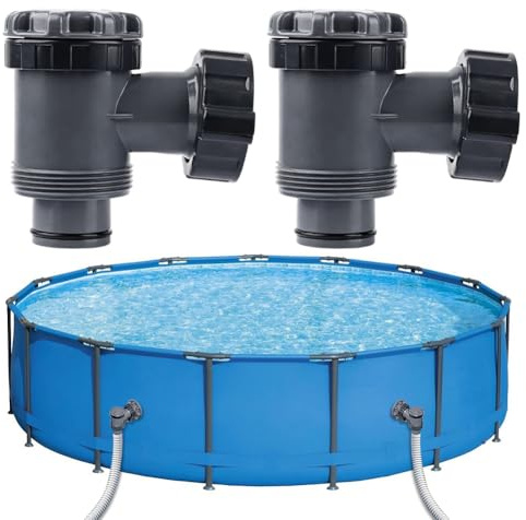 Piashow 2 stycken avstängningskran pool slangkontakter, pooltillbehör Ø 38 mm, reservkolvventil pool reservdelar, vatteninlopp/utloppsventil, kolvventilanslutning för Hnemix Intex Coleman