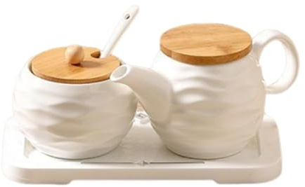 Keramisk socker och grädde kanna set, kaffeservice med bricka för hemmafester, mjölkkanna i brittisk stil och sockerskål