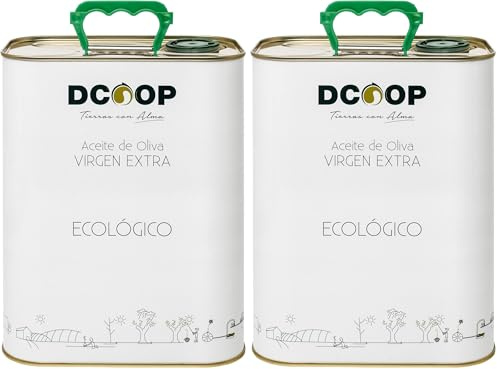 DCOOP Aceite De Oliva Virgen Extra Ecológico - Coupage, Premium, Bio, Sabor Frutado Con Un Ligero Toque Picante, Ideal Para Consumo En Crudo, Lata 3L (Paquete de 2)