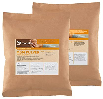 manako MSM (Methylsulfonylmethan) Pulver, 99,9% rein, 2 x 1 kg Beutel