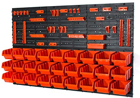 33 tlg. Wandregal Lagerregal Stapelboxen Halterung Orange POP Serie Gr.3