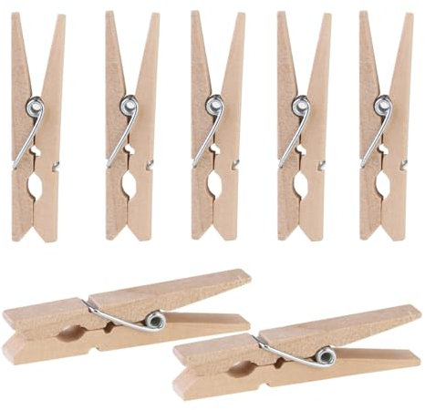 ULTNICE 4.8CM Holzklammern Wäscheklammern Mini Dekorativer Klammer Holz Handwerks Clip 100 Stück