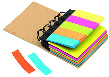 2 Stück Mini Ringbuch aus recyclebaren Materialien Haftnotizen und Markierer Box Multi Memo Notizblock Portfolio 5 Farben