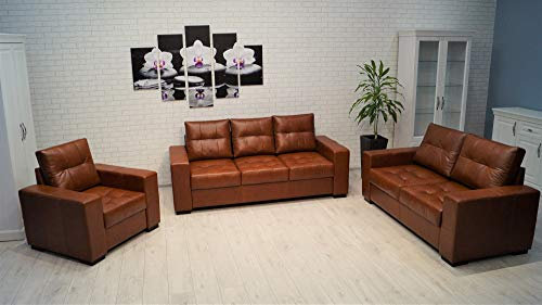 Quattro Meble Echtleder Sofagarnitur Mallorca Pik Extra 3 er + 2,5 er + Sessel Echt Leder Couchgarnitur Möbel Sofa Couch Set große Farbauswahl !!!!
