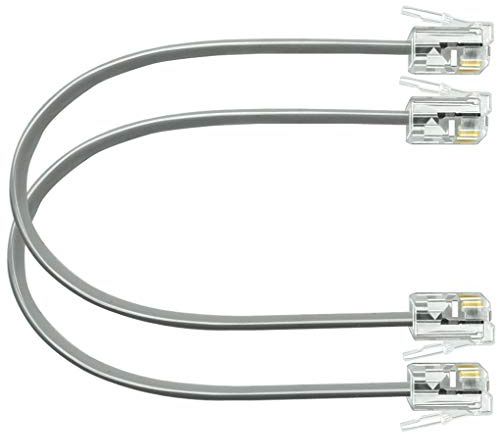 NECABLES 2Pack 6 Inch Short Telephone Cord Phone Cable Wall Phone Cord for Landline RJ11 6P4C Male to Male