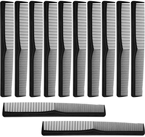 Boao 12 Pieces Hair Combs Bulk Fine and Wide Tooth Black Cutting Combs for Barber Hair Stylist Tapered All Purpose for Hairdressing Parting Salon for Men Women, Pocket Size