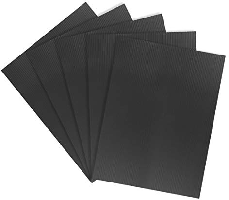 sourcing map 5Stk.Wellpappe Kunststoffplatten 3 mm Schwarz Blank | Yard-Rasenschilder 12 Zoll x 16 Zoll wasserdichtes Schild Blank Board