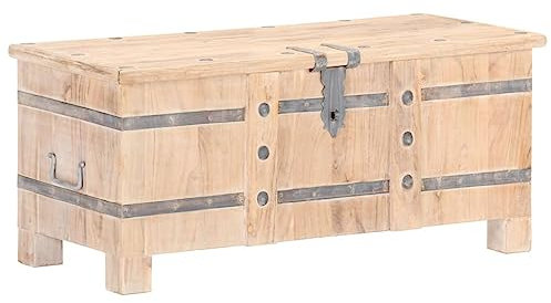 vidaXL Akazienholz Massiv Truhe Truhenbank Sitztruhe Bank Flurbank Holztruhe Sitzbank Aufbewahrungsbox Holzkiste Schatztruhe 90x40x40cm