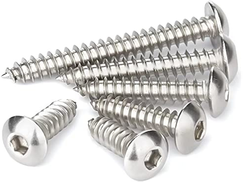 ANSIEDIO Vis Bois - Vis Autotaraudeuses à Tête Ronde à Six Pans Creux Vis a Bois en Acier Inoxydable, M3×10mm,50 pcs