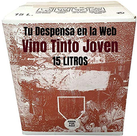 Vino Tinto joven - Bag in Box de 15 Litros - Elaborado con un 90% de tempranillos norteños mezclados con las viuras centenarias - Vino Tinto Bag in Box