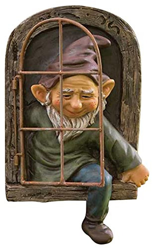 Alacritua Gartenzwerg Statue, GNOME Baum Fensterharz Garten Figuren, Elf Out The Door Tree Hugger Gartenzwerg Statue, Wunderliche Baum Skulptur Garten Dekoration
