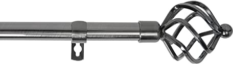 Dalina Barra Cortina Extensible con Terminales en Estilo de Piña Redondeado - Barra Cortina Decolativa incluiye Soportes y Anillos(Níquel Negro, 160-310cm)