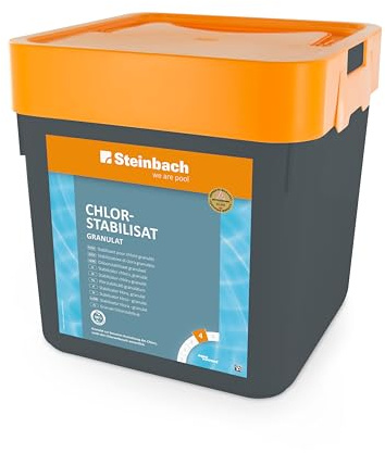 Steinbach Poolpflege Chlorstabilisator - 0755605TV00-5 kg - Verhindert Chlorabbau durch UV-Strahlung & Hitze - Für geringeren Chlorverbrauch & weniger Chlorgeruch - Langanhaltende Wirkung