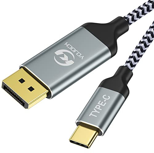 YOJOCK USB C DisplayPort-Kabel 2m [4K@60Hz, 2K@165Hz/144Hz], Thunderbolt 3 zu DP Kabel Typ C auf DisplayPort Kabel - Geflochten, Aluminiumhülse