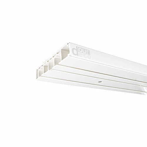 ourdeco® Vorhangschiene, Gardinenschiene weiß, 360 cm, 3-läufig (2x 180 cm inkl. Verbinder)