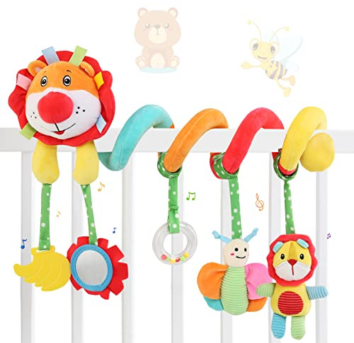 Ballery Giocattoli per Passeggino, Spirale da Passeggino Carrozzina Giocattolo Appeso Sonagli, Spirale attivita Giocattolo per Neonato Bambini Regali di compleanno - Lion