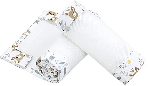 TupTam Bettumrandung Babybett 3D Mesh Nestchen – Gitterstäbe Schutz Netz 2er, Farbe: Wilde Tiere, Größe: ca. 128 x 30 cm (für Babybett 140x70)