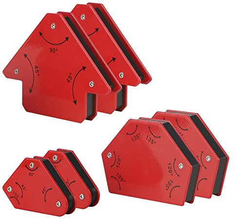 CPROSP 6 tlg. Schweißmagnet Set, Schweißwinkel set mit 4.5kg/11kg Haftkraft, Magnetwinkel mit 30°,45°,60°,75°,90°,135°- Schweißhilfe Winkel zum Heften，Arrow Welding Magnet
