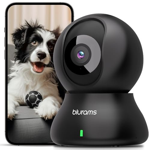 blurams Pet Camera 2K Black, Indoor Camera, Dog Camera, 360° Home Security Camera, 2.4g & 5g, Night Vision, Motion Tracking, 2-Way Talk, Cloud&SD, APP Control, Works with Alexa
