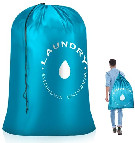 AiQInu Sacca Biancheria Sporca, Sacco Portabiancheria Sporca, Sacchetti Lavatrice Biancheria, Borsa Organizer con Coulisse, Viaggio Cesta Biancheria Sacchetto per Camera 60 x 85cm