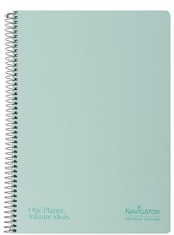 Navigator | Cuaderno A4 Tapa Dura | Mint| Cuadriculado 4x4 | Cubierta Cartón Tacto Suave | 80 Hojas 80 Gramos | Espiral Cierre Coil-Lock | Papel Premium Writing Perfecto Material Escolar