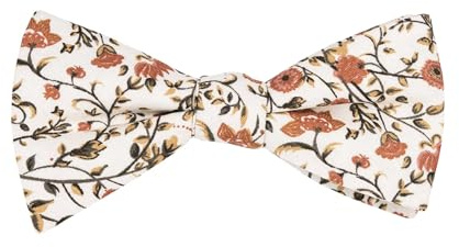 DB Dickie Bow Nœud papillon pré-noué en coton de luxe pour homme, Orange poussiéreux, crème et vert mousse, Length 4.5 inches, width 3 inches