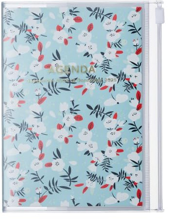 MARK'S 2024/2025 Taschenkalender A6 vertikal, Flower Pattern, Turquoise: Von September 2024 bis Dezember 2025