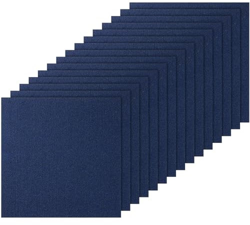 VEVOR Carpet Tiles Peel and Stick, 24” x 24” Squares Self Adhesive Carpet Floor Tile, Soft Padded Carpet Tiles, Easy Install DIY for Bedroom Living Room Indoor Outdoor (15Tiles, Dark Blue)