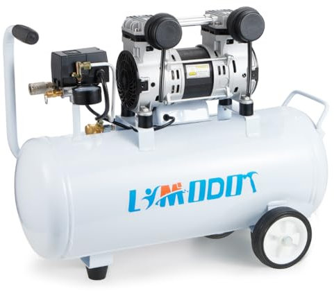 Compresor de aire, compresor de aire silencioso, solo 68 dB, tanque de aire de acero duradero de 8 galones, 2.8 CFM a 90 PSI, sin aceite, ideal para clavar carpintería, cochera, coche, herramienta