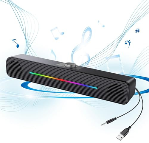 Barre de son de bureau RVB, barre de son d'ordinateur pour ordinateur de bureau,Haut-parleur de bureau pour ordinateur - Haut-parleurs de bureau RGB Design Strip pour ordinateurs portables, ordinateur