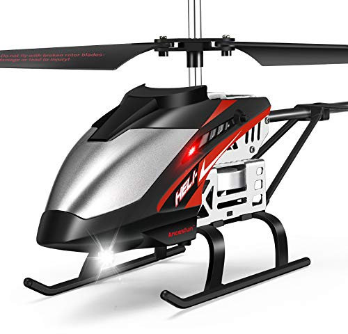 Ancesfun Helicoptere Telecommande pour Enfants, 3.5 Canaux Mini RC Helicoptere en Alliage avec Gyroscope et Lumières LED, pour Vol Intérieur et Extérieur, Cadeau Jouet pour Garçons et Filles de 14+