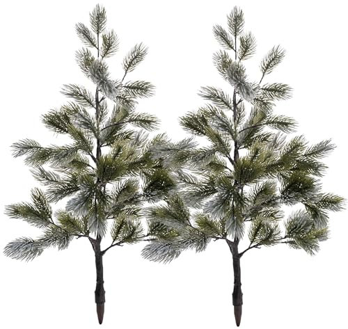 Albero di Natale artificiale floccato da 101,6 cm, pigne finte innevate, resistenti ai raggi UV, per interni ed esterni, decorazione natalizia fai da te, 2 pezzi