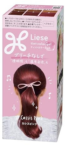 Liese Kao Tint Hair Color Gel – Cassis Pink 191ml | Semi Permanente Japanese Hair Dye | Fórmula de espuma de burbujas libre de amonia, sombra rosa vibrante para cabello oscuro