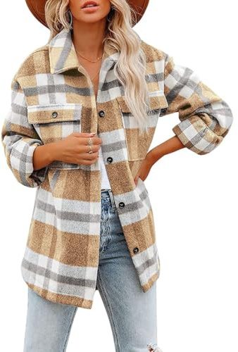 Chemise Femme Carreaux Chic et élégant Bouton Down Veste Carreaux Femme Chaude Hiver Chemises à Carreaux en Flanelle pour Femme Manches Longues Chemise à Carreaux