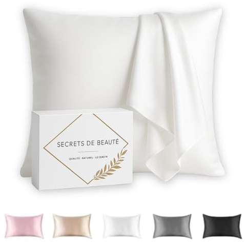 Seidenkissenbezug 25 Momme für Haar und Haut Mulberry Anti-Falten, Anti-Aging Hochwertige Qualität Keine Chemikalien - Geschenkidee (Naturweiß, 80x80cm)