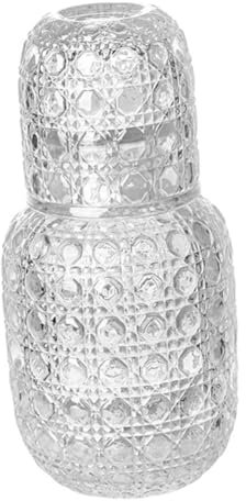 Amosfun 440ml Glass Carafe Set Night Kettle Bedside Water Jug Home Decor Vintage