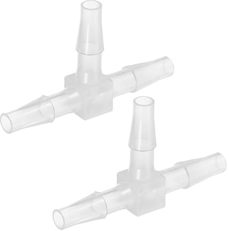 PATIKIL 1/4 tum plast T-slang hullingbeslag, 2 st lika T-formade 3-vägs skarvmaskin adapter unionens skärningsdel taggad delad för luft vatten bränsle gasvätskerör, transparent