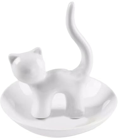 Ringständer für Katzen Ringhalter für Katzen Ring Organizer | Keramik Schmuckhalter für Muttertag Tier Schmuck Tablett Schmuck Display Organizer für Frauen Mädchen