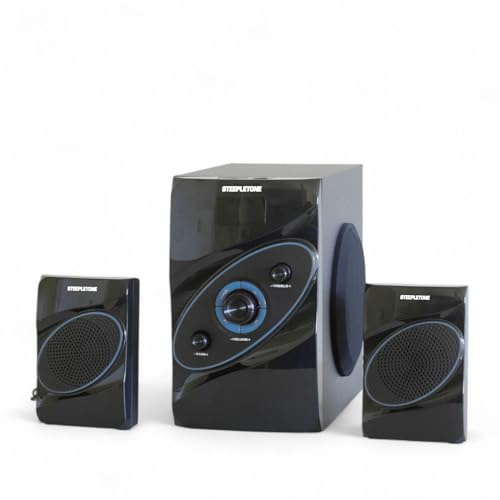 Steepletone Subsonic Speakers with Subwoofer, High Power 30Watts Output, Bluetooth, FM Radio, MP33 Playback & Remote Control