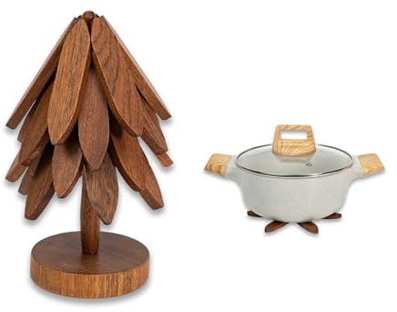 Yuoyar Trivets, Wooden Tree-Shaped sapele Wood Drink Trivets Set for Coffee Table, Kitchen Table Decor