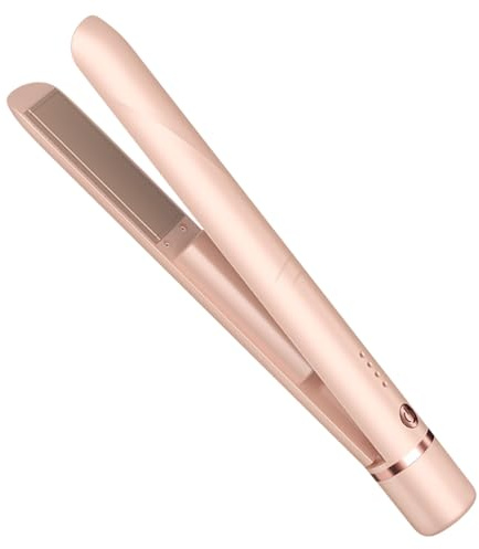 LYPPUL Mini Glätteisen Kabellos, Haarglätter Glätteisen mit 3 Temperaturen, 2 in 1 Glätteisens Locken und Glätten, Wiederaufladbares Glätteisens, Tragbarer Keramik Haarglätter, Reiseglätter(Rose)