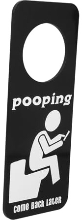 LOLIPPYY Panneau Humoristique «occupé» Pour Porte De Salle De Bain, Noir, En Matériau Robuste, à Suspendre Sur Poignée, Accessoire Décoratif Pratique Pour Toilettes Et Salle De Bain