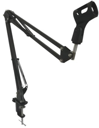 Desktop Bracket Suspension Adjustable Microphone Boom Stand Table | Double Braced Folding Arms, Metal Construction, Black Finish, 1500g Capacity, for Families and Stores