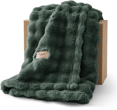 BEDSURE Kuscheldecke Flauschig Bubble Decke - Dunkelgrün, 150x200 cm | Sofadecke, Dicke Fleecedecke, Tagesdecke für Zimmer Deko, Wolkenweich & Atmungsaktiv Wolldecke, Geschenk für Frauen