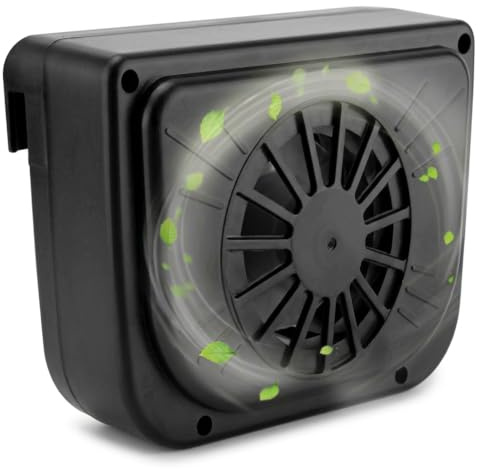 Solar Powered Car Ventilation System, 12V Auto Cooling Fan for Parked Vehicles, Heat Exhaust Vent Radiator to Reduce Interior Temperature & Fuel Consumption, No Battery Needed, Fits Most Windows