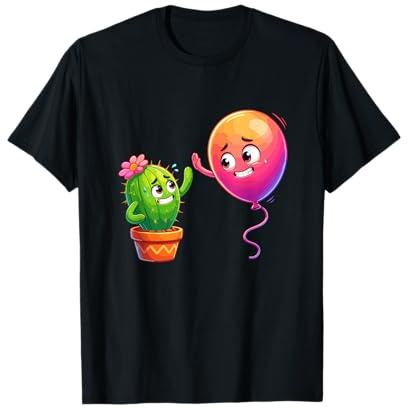Kawaii Palloncino E Cactus Amicizia Divertente Maglietta
