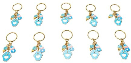 Picysa Baby Shower Keychain Favors Cute Blue Pacifier and Onesie for Newborn Celebrations Zinc Alloy 10pcs Set