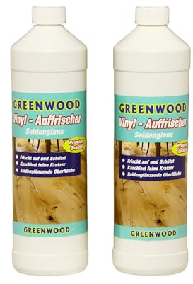 Greenwood Sparset 2x1Liter - Vinyl Boden Auffrischer Seidenglanz - Auffrischer für die Pflege und Schutz von Vinyl Böden- Kaschiert Kratzer - Auch für PVC, CV Böden bestens geeignet.